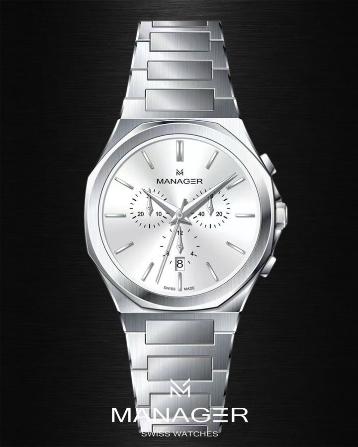 Manager Urban - Chrono 42 42 mm - Steel & White