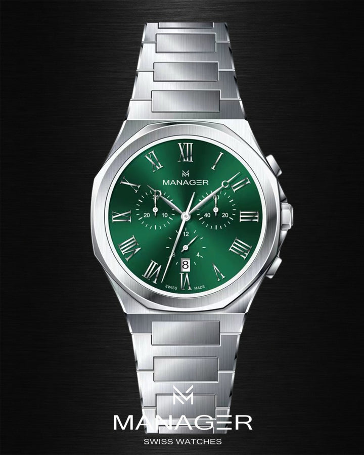 Manager Urban - Chrono 42 42 mm - Steel & Green -
Roman Numerals