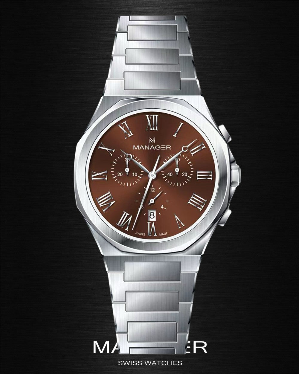Manager Urban - Chrono 42 42 mm - Steel & Brown -
Roman Numerals