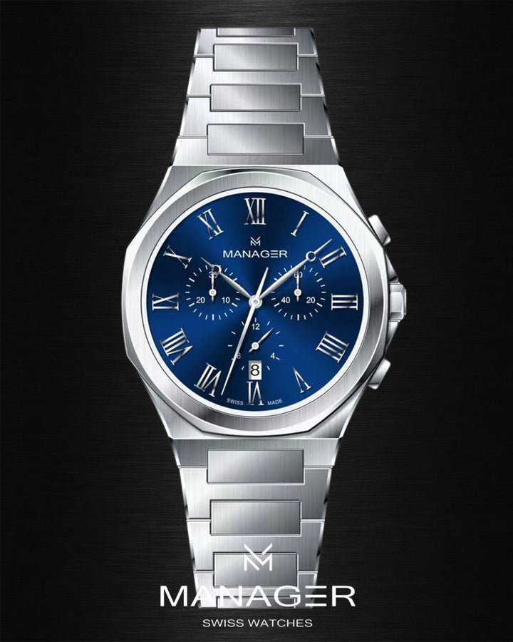 Manager Urban - Chrono 42 42 mm - Steel & Blue -
Roman Numerals
