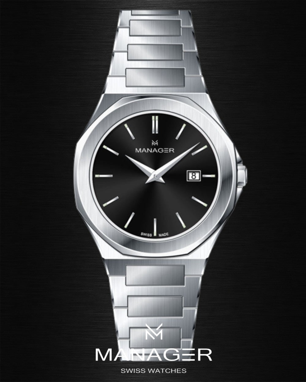 Manager Urban - Date 31 31 mm - Steel & Black