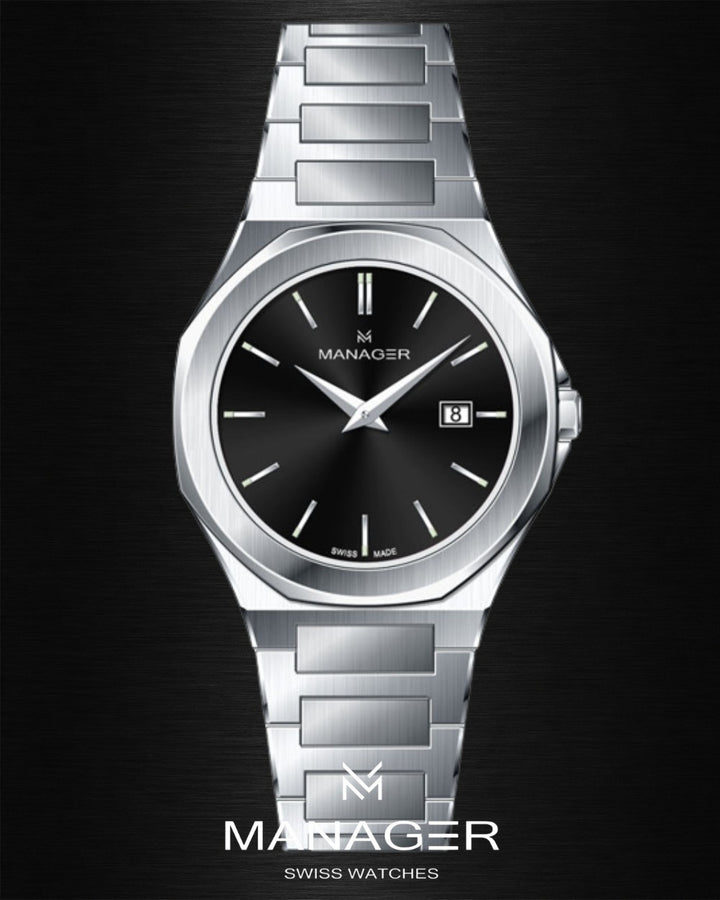 Manager Urban - Date 31 31 mm - Steel & Black