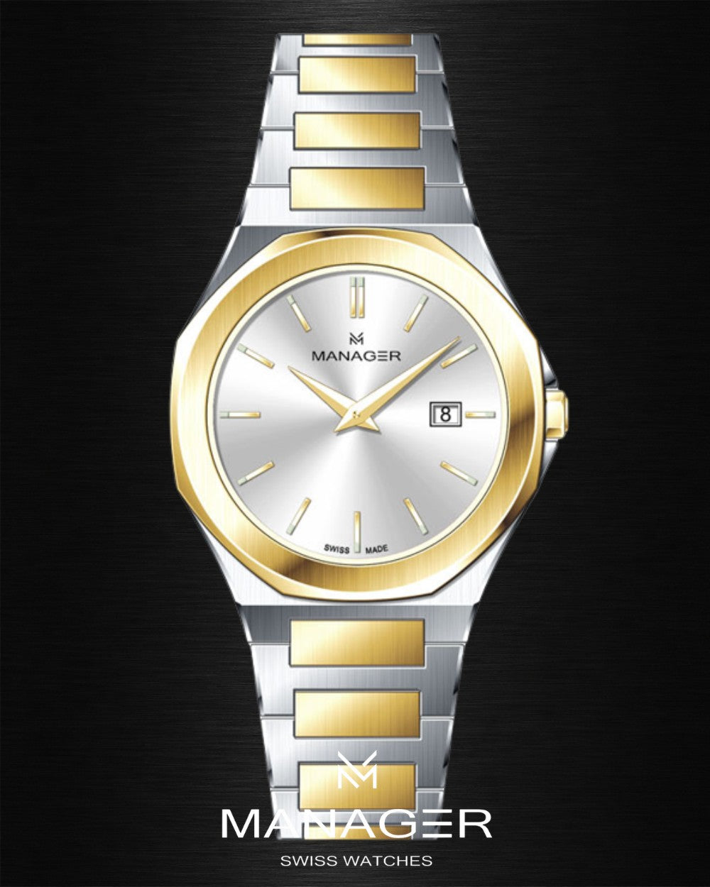 Manager Urban - Date 31 31 mm - Steel, Gold & White