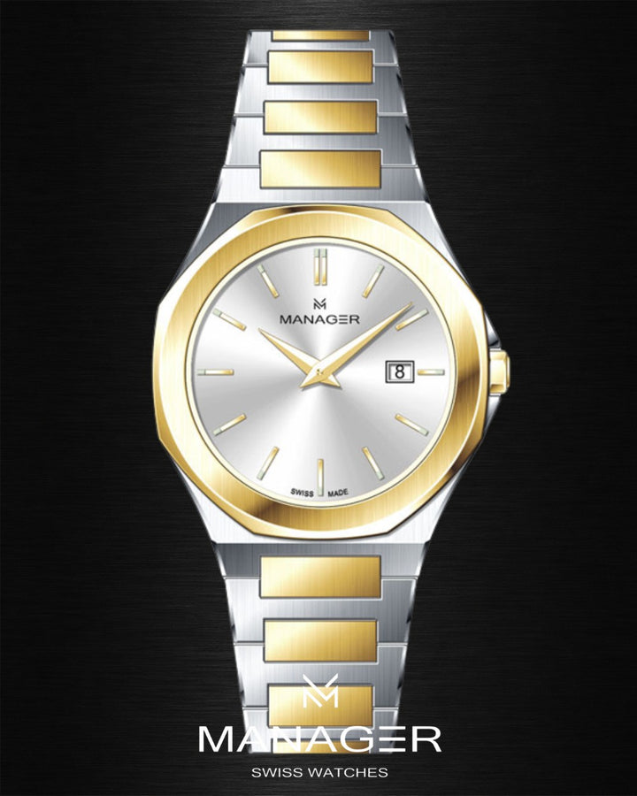 Manager Urban - Date 31 31 mm - Steel, Gold & White