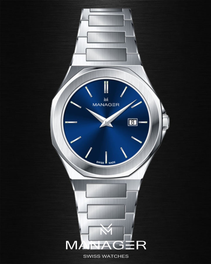 Manager Urban - Date 31 31 mm - Steel & Dark Blue