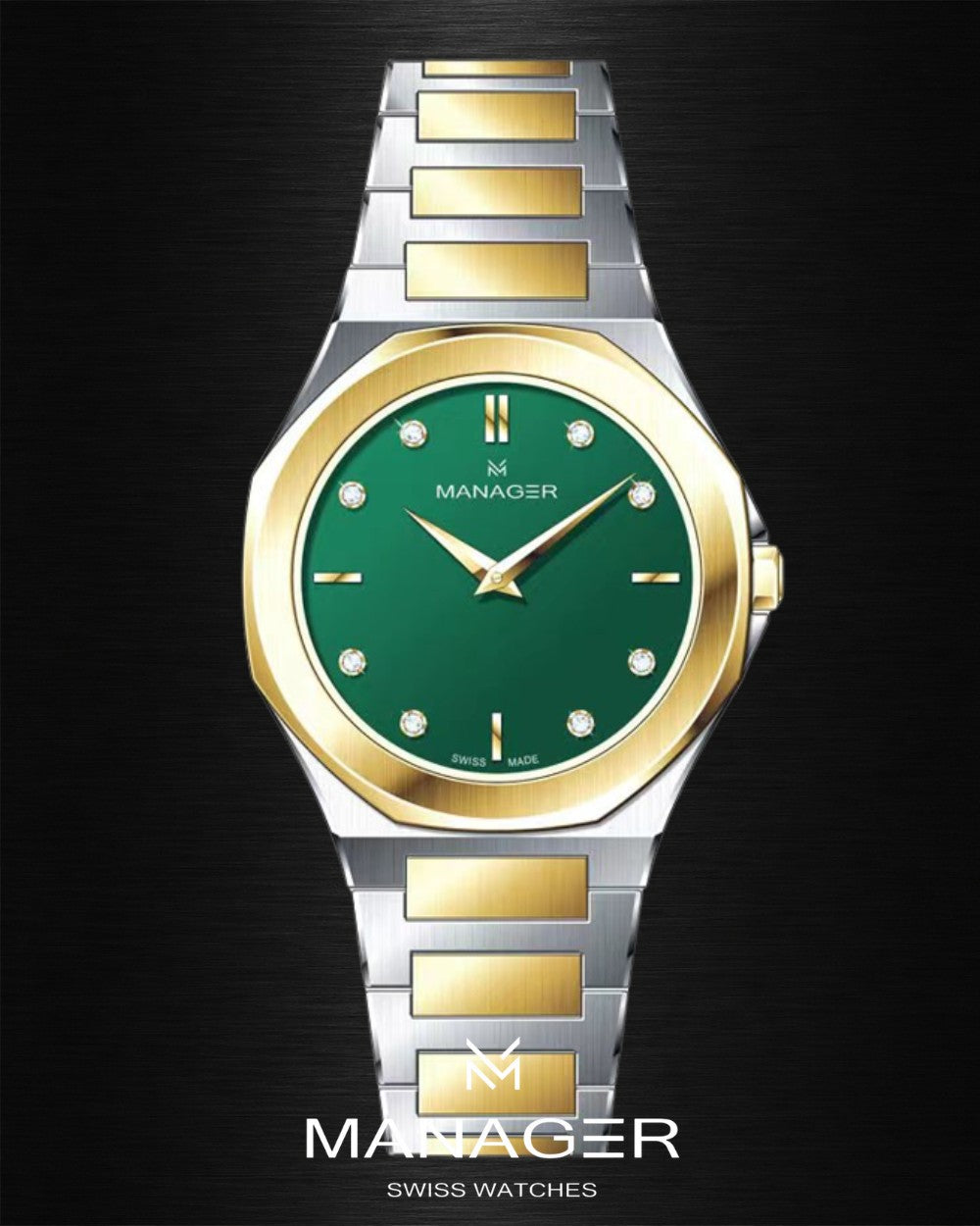 Manager Urban - 31 31 mm - Steel, Gold & Dark Green