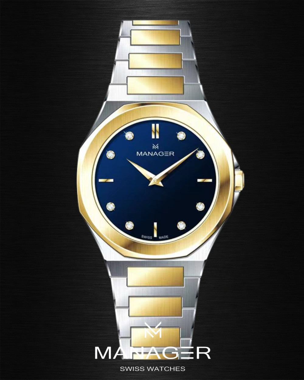 Manager Urban - 31 31 mm - Steel, Gold & Dark Blue