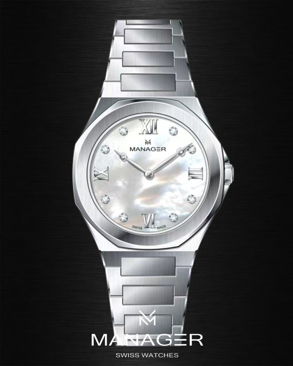Manager Urban - 31 31 mm - Steel & White -
Roman Numerals