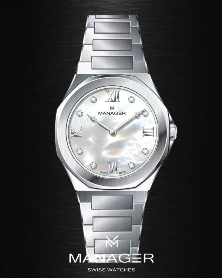 Manager Urban - 31 31 mm - Steel & White -
Roman Numerals