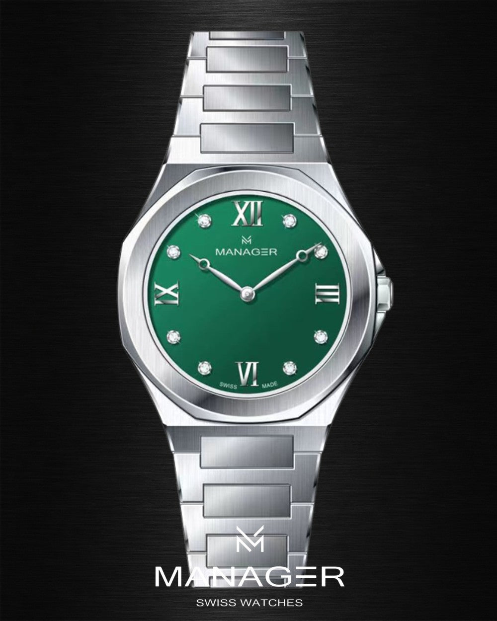 Manager Urban - 31 31 mm - Steel & Dark Green -
Roman Numerals