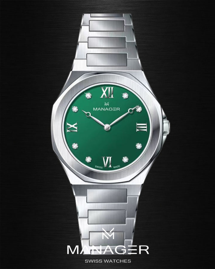 Manager Urban - 31 31 mm - Steel & Dark Green -
Roman Numerals