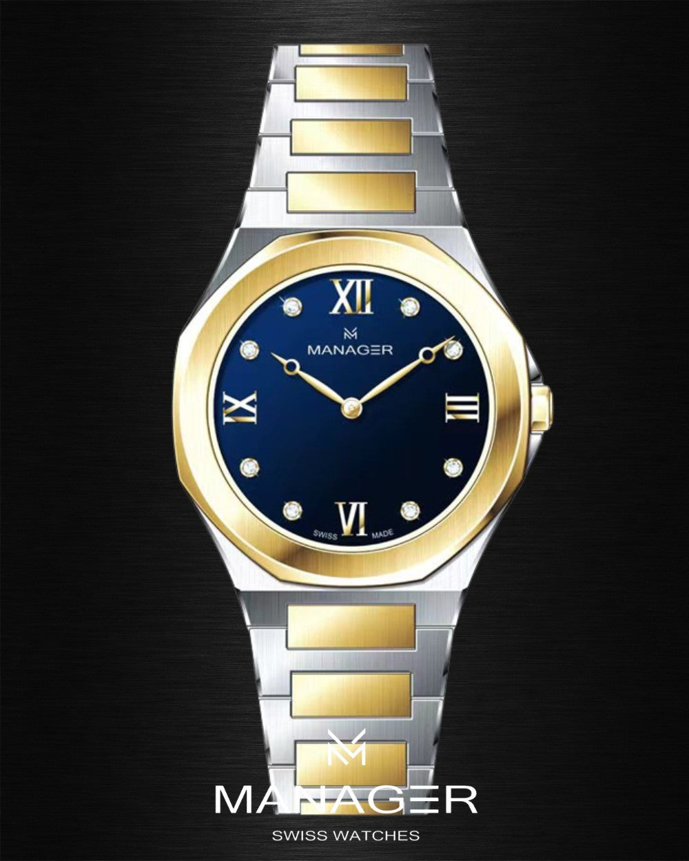 Manager Urban - 31 31 mm - Steel, Gold & Dark Blue -
Roman Numerals