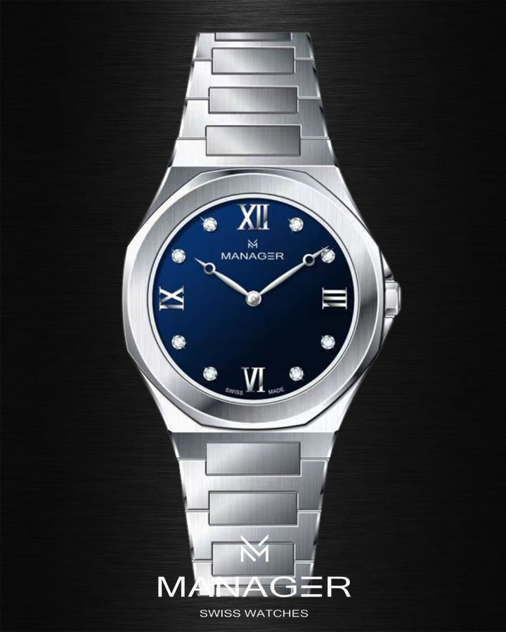 Manager Urban - 31 31 mm - Steel & Dark Blue -
Roman Numerals